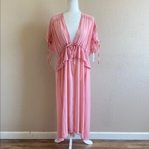 New Pink Sheer Ruffled Cardigan